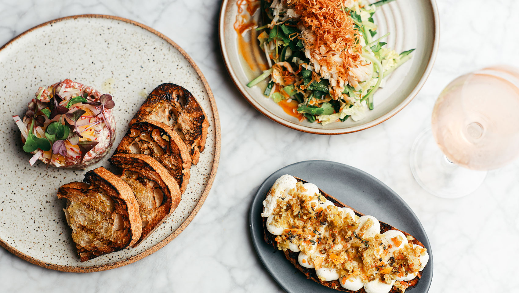 aerial image of Birch and Bloom dishes)