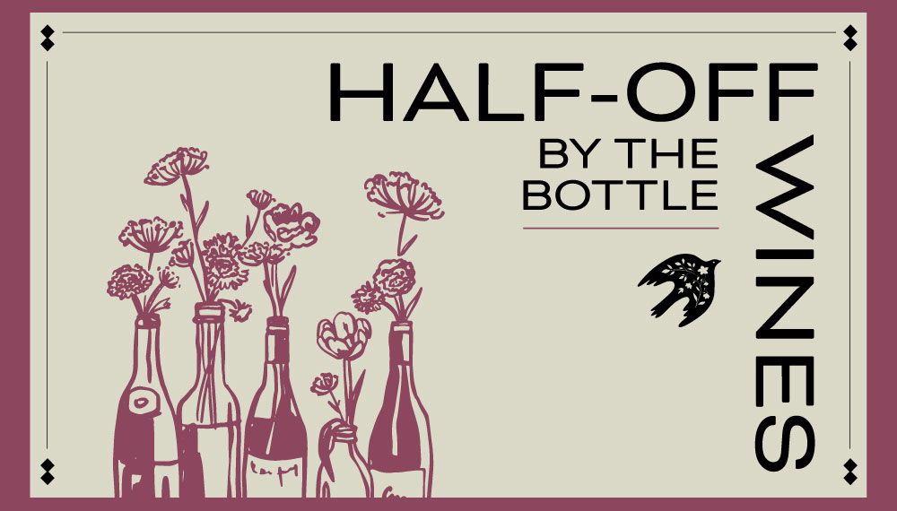 graphic that says half off wine